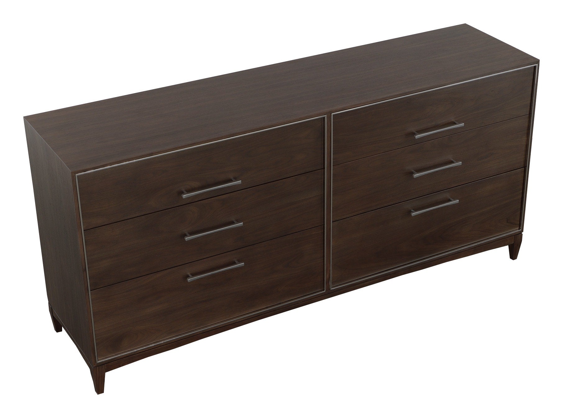 Libby Langdon Farley Six Drawer Dresser - Smoked Stone - Walnut Solids and Veneers