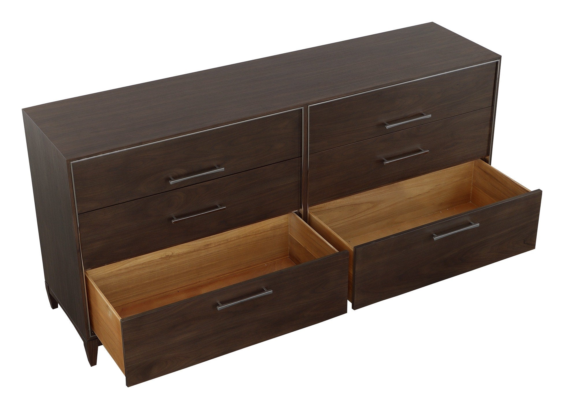 Libby Langdon Farley Six Drawer Dresser - Smoked Stone - Walnut Solids and Veneers