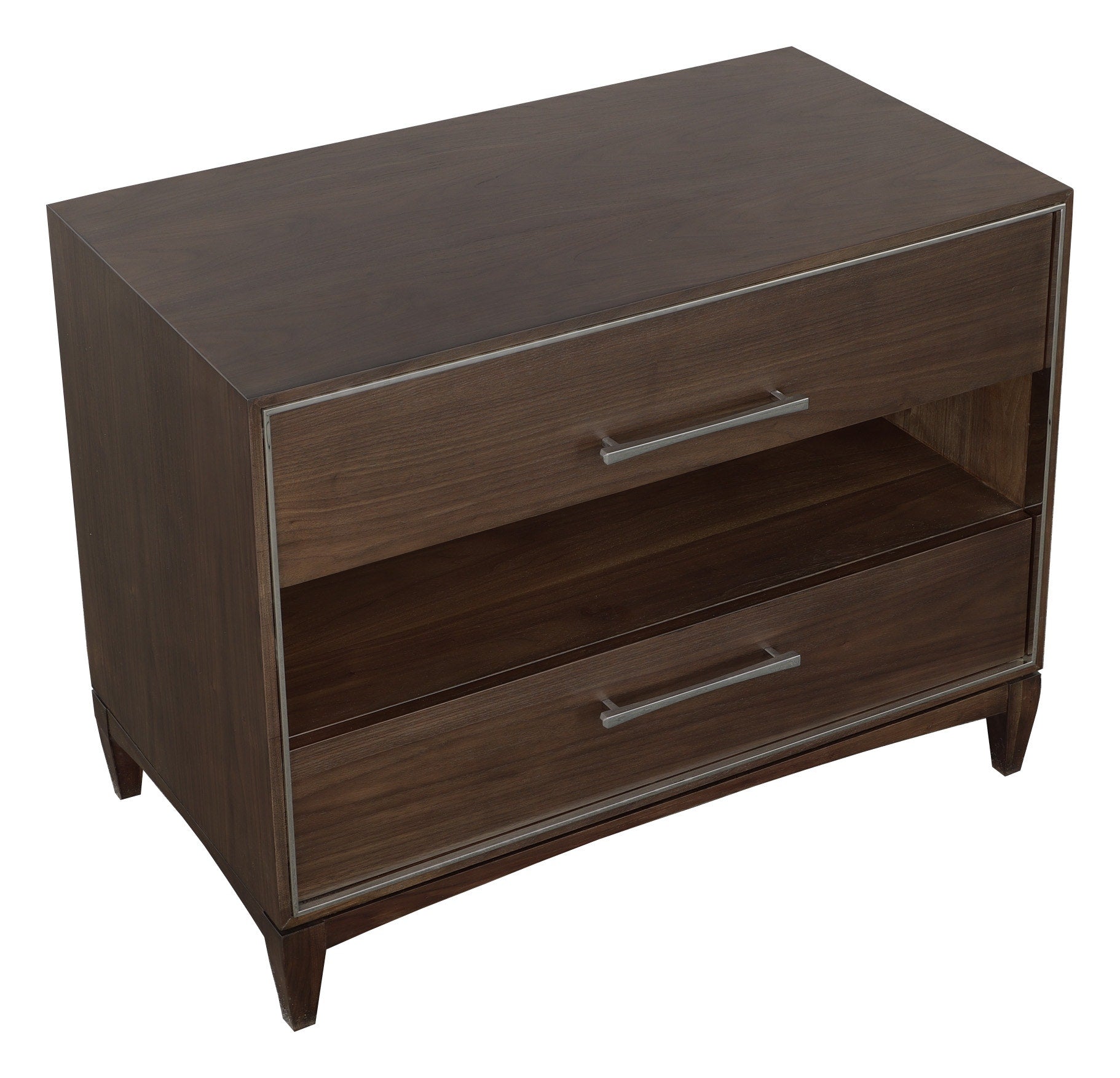 Libby Langdon Farley Nightstand - Smoked Stone - Walnut Solids and Veneers