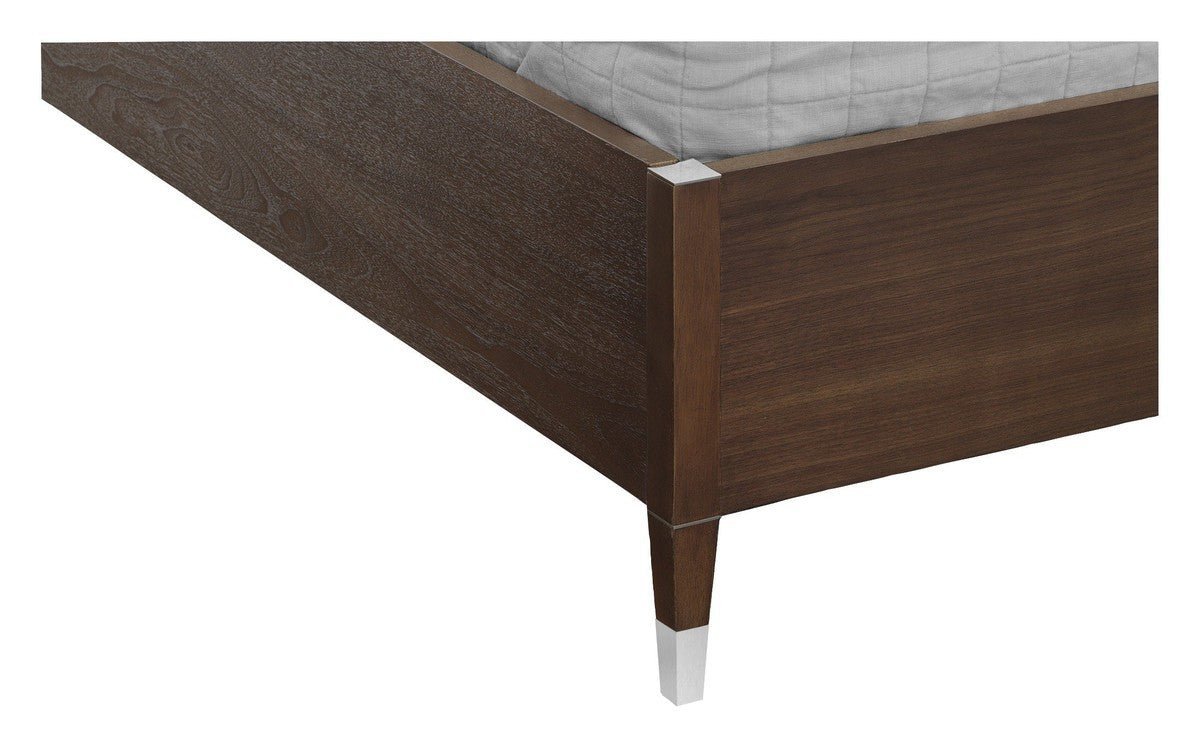 Libby Langdon Farley King Bed - Smoked Stone - Walnut Solids and Veneers