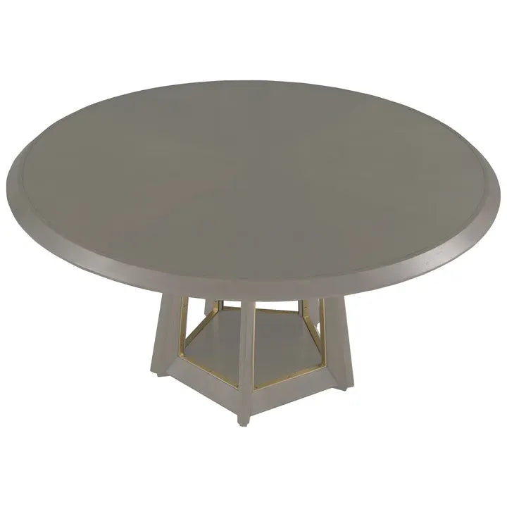 Alternate view of Libby Langdon Benjamin 72" Dining Table, featuring wood, metal, and a round dining surface.