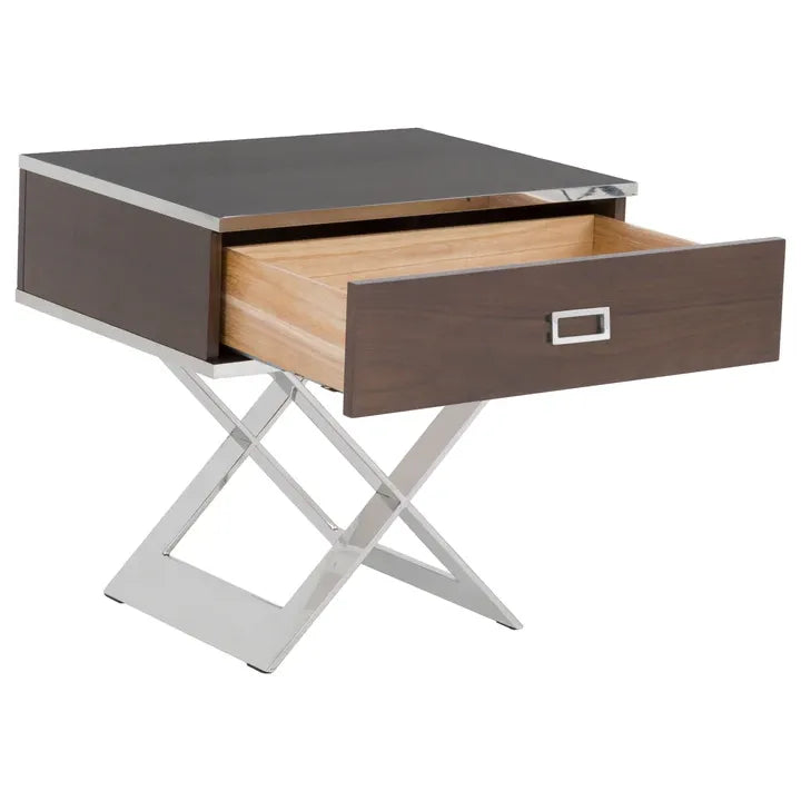 Additional view of Libby Langdon Carlson End Table in dark espresso brown and medium walnut brown.