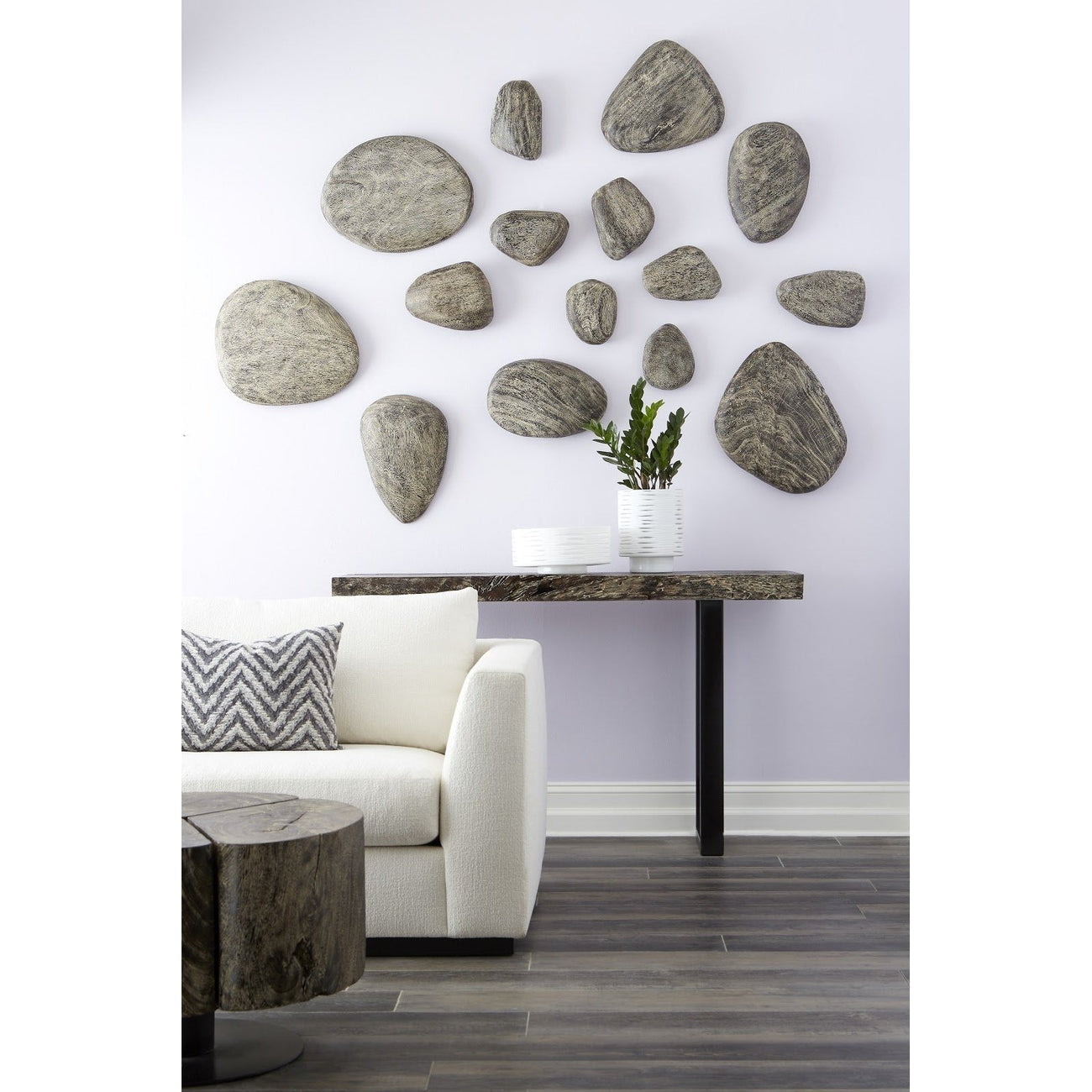 Chamcha Wood Console Table-Phillips Collection-PHIL-TH95588-Console TablesGrey Stone-2-France and Son