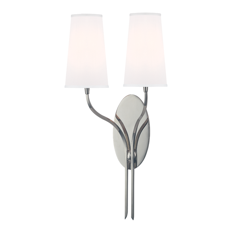 Rutland - 2 Light Wall Sconce W/ White Shade-Hudson Valley-HVL-3712-PN-WS-Outdoor Wall SconcesPolished Nickel-2-France and Son