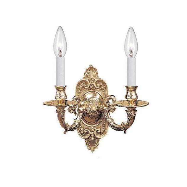 2 Light Polished Brass Cast Brass Wall Mount III-Crystorama Lighting Company-CRYSTO-642-PB-Wall Lighting-1-France and Son