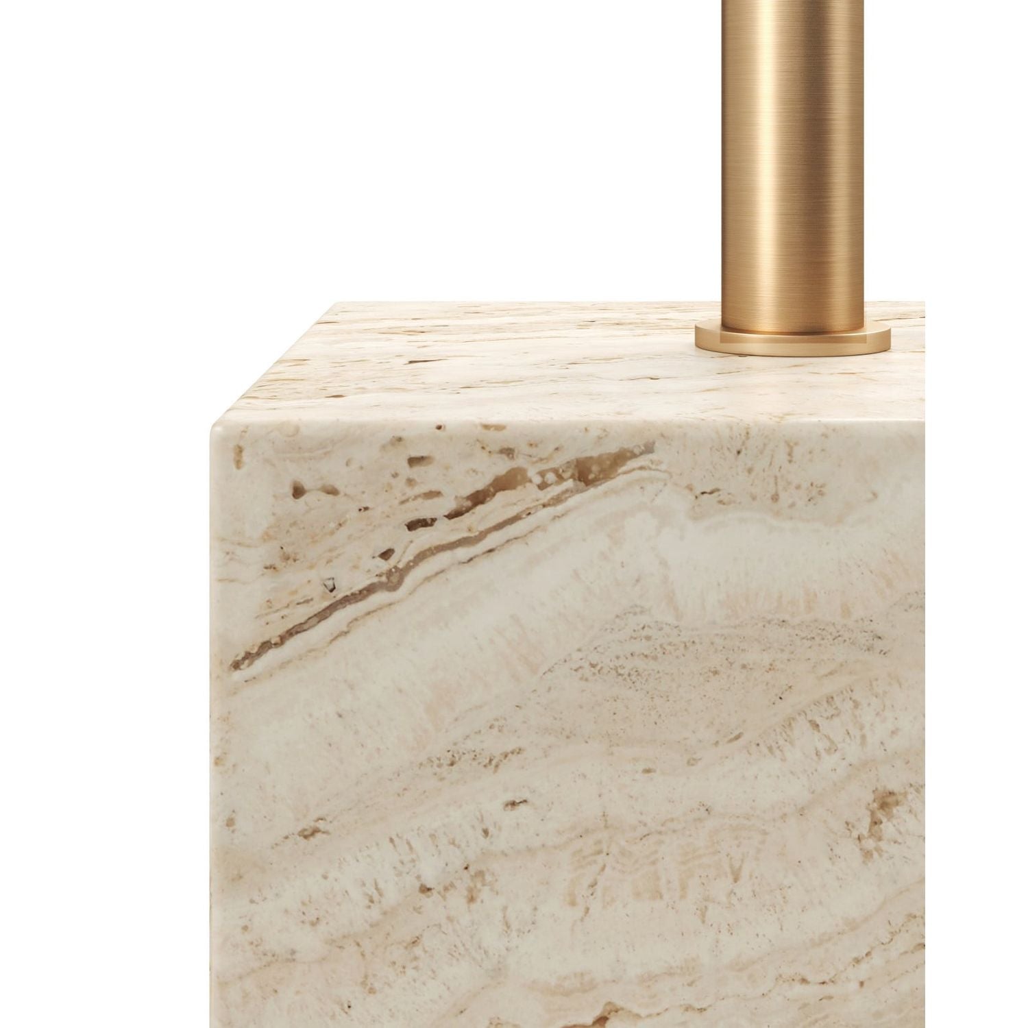 Additional view of Prado Travertine Drinks Table in cream and beige.