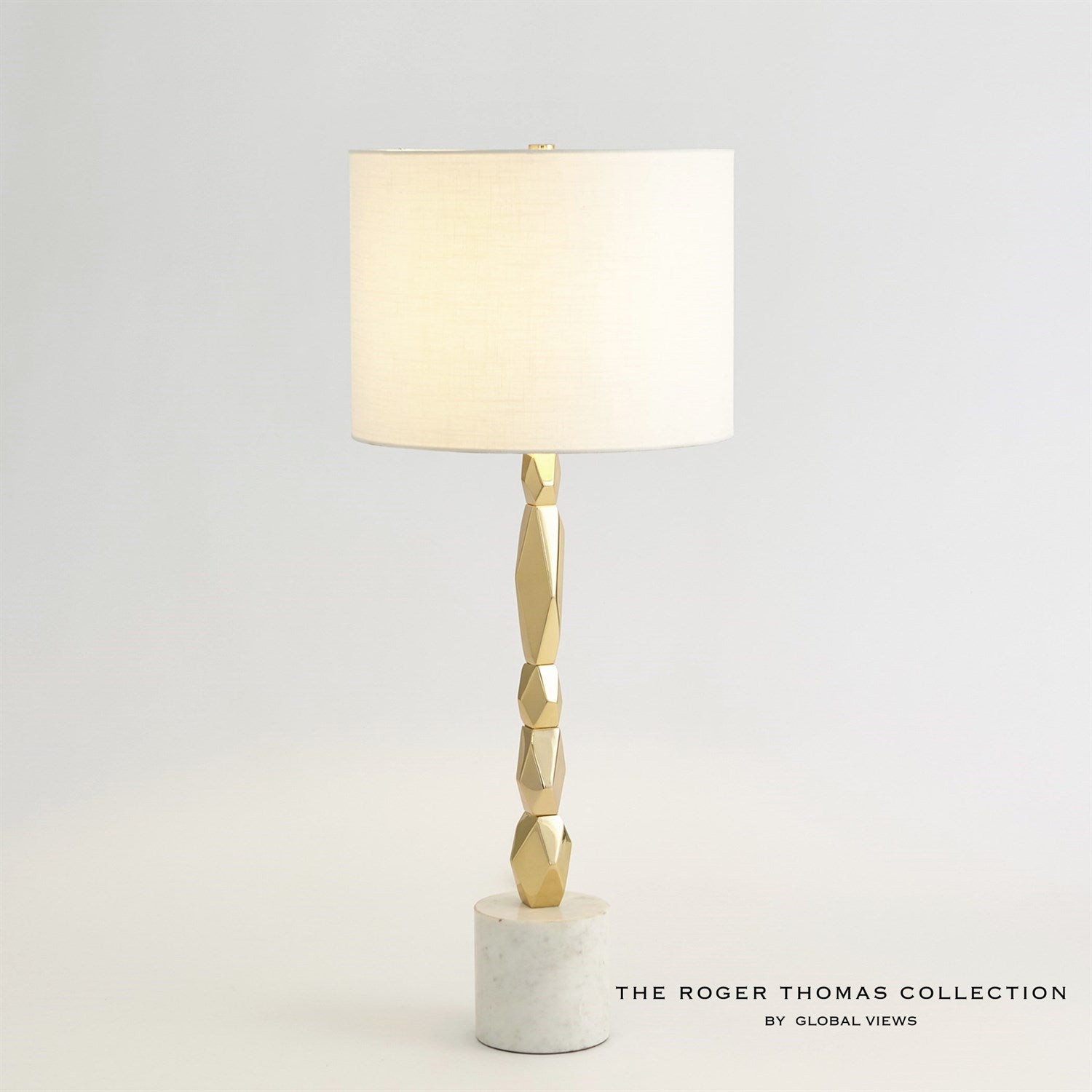 Facet Block Table Lamp-Global Views-GVSA-RT9.90022-Table LampsShort-Brass-5-France and Son