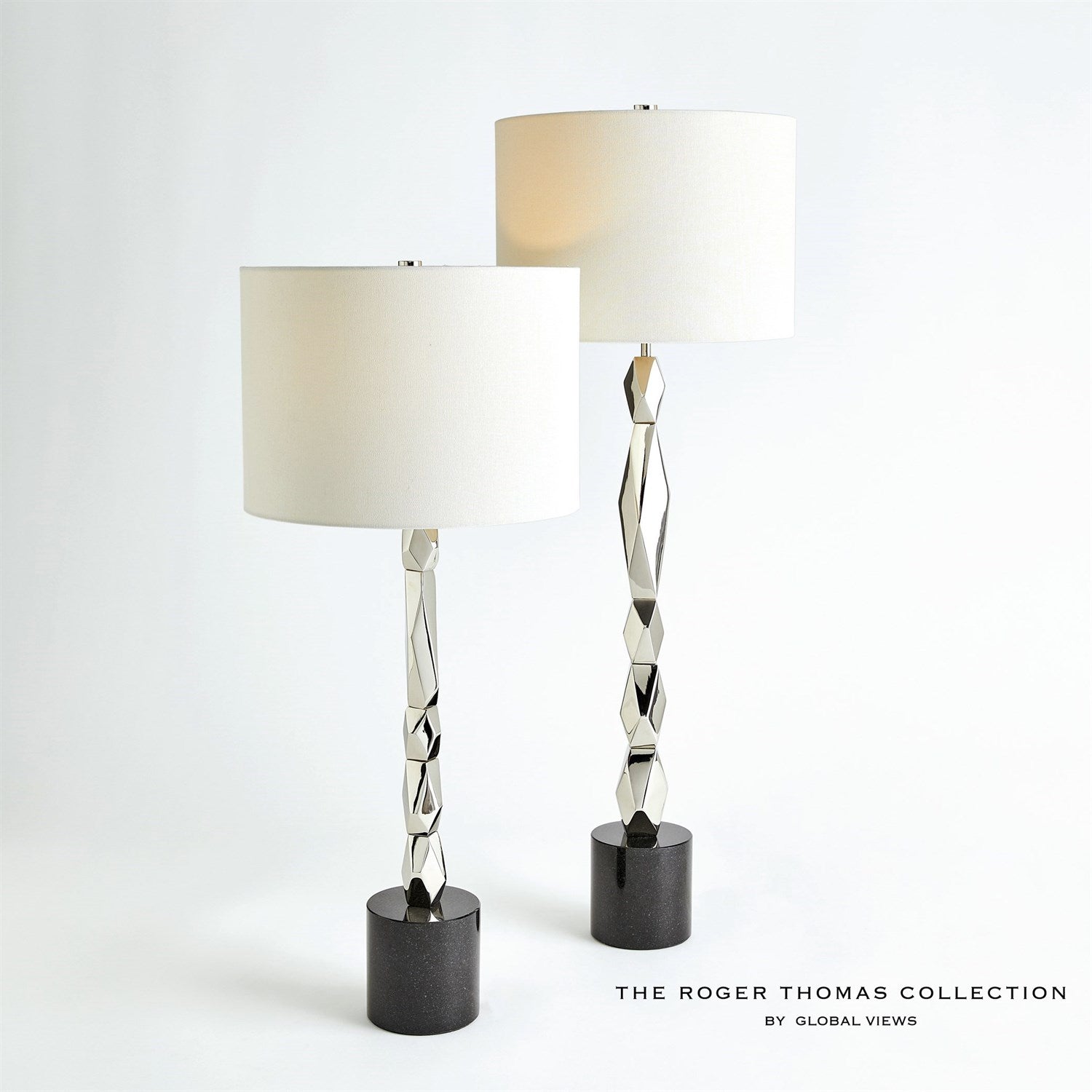 Facet Block Table Lamp-Global Views-GVSA-RT9.90025-Table LampsTall-Nickel-3-France and Son