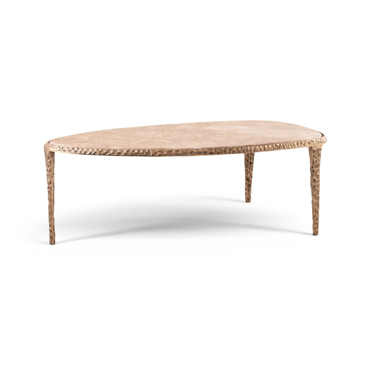 Gild Genuine Marble Top And Aluminum Base Coffee Table — Beige / Brushed Brass
