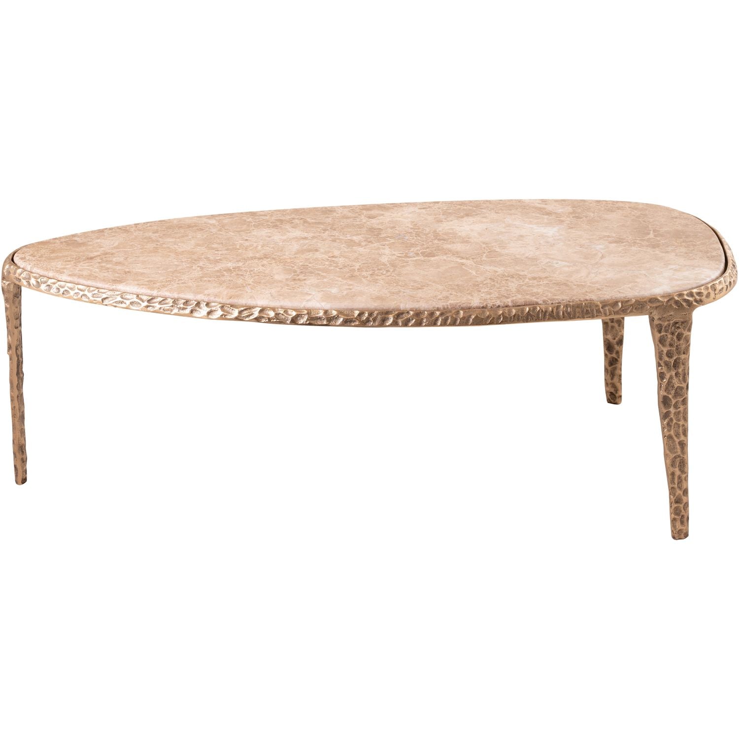 Gild Genuine Marble Top And Aluminum Base Coffee Table — Beige / Brushed Brass