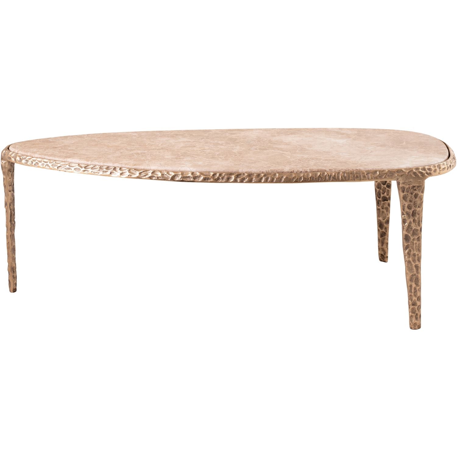 Gild Genuine Marble Top And Aluminum Base Coffee Table — Beige / Brushed Brass