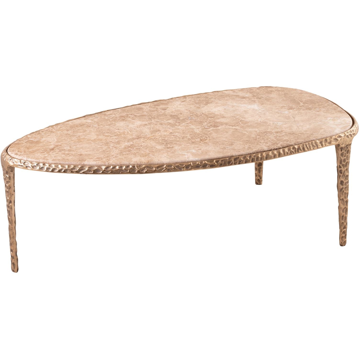 Gild Genuine Marble Top And Aluminum Base Coffee Table — Beige / Brushed Brass