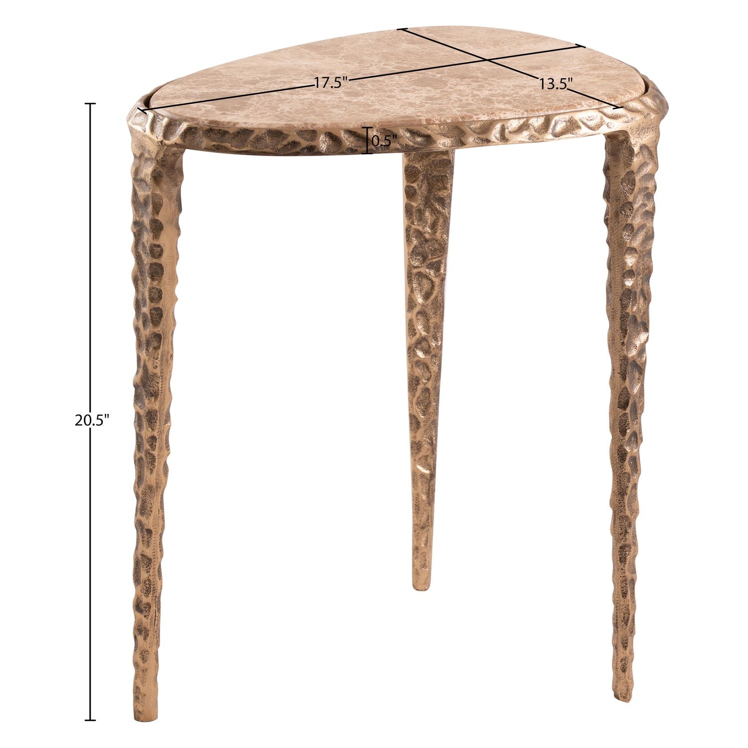 Gild Genuine Marble Top And Aluminum Base End / Side Table — Beige / Brushed Brass