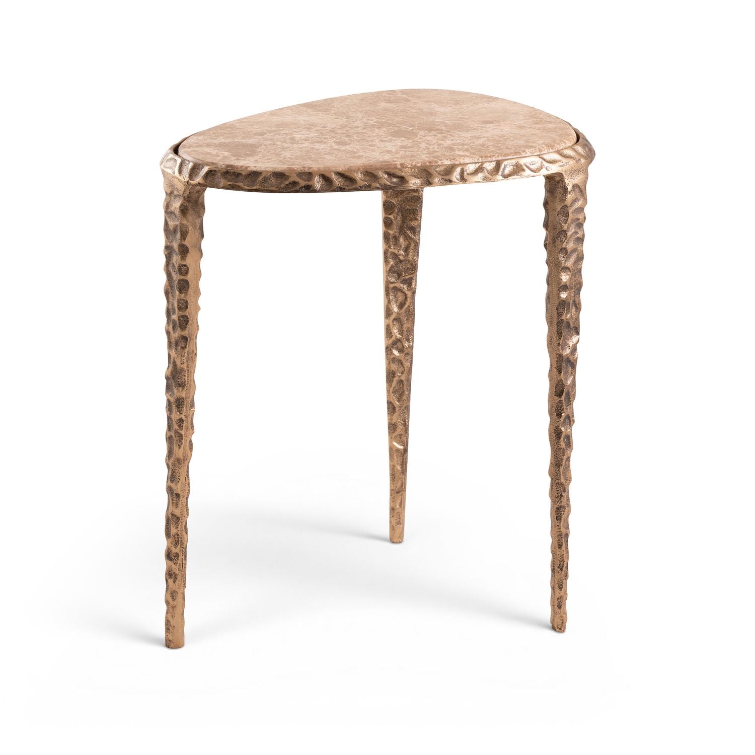 Gild Genuine Marble Top And Aluminum Base End / Side Table — Beige / Brushed Brass