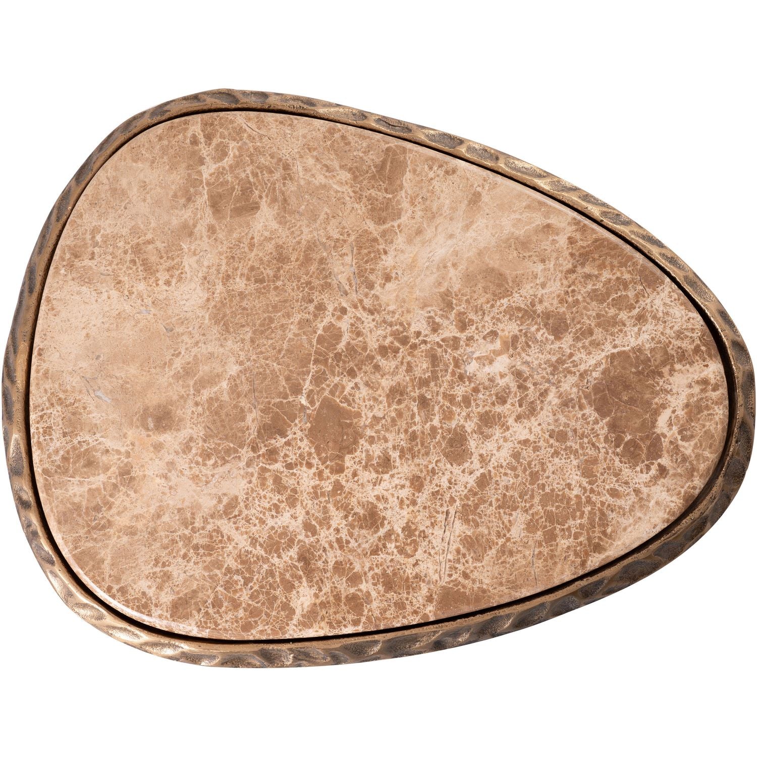 Gild Genuine Marble Top And Aluminum Base End / Side Table — Beige / Brushed Brass