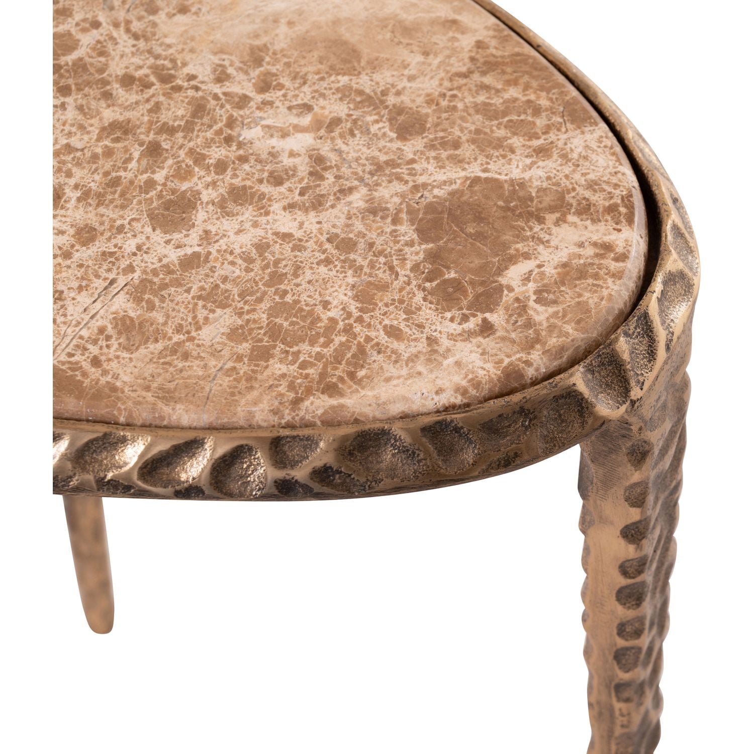 Gild Genuine Marble Top And Aluminum Base End / Side Table — Beige / Brushed Brass