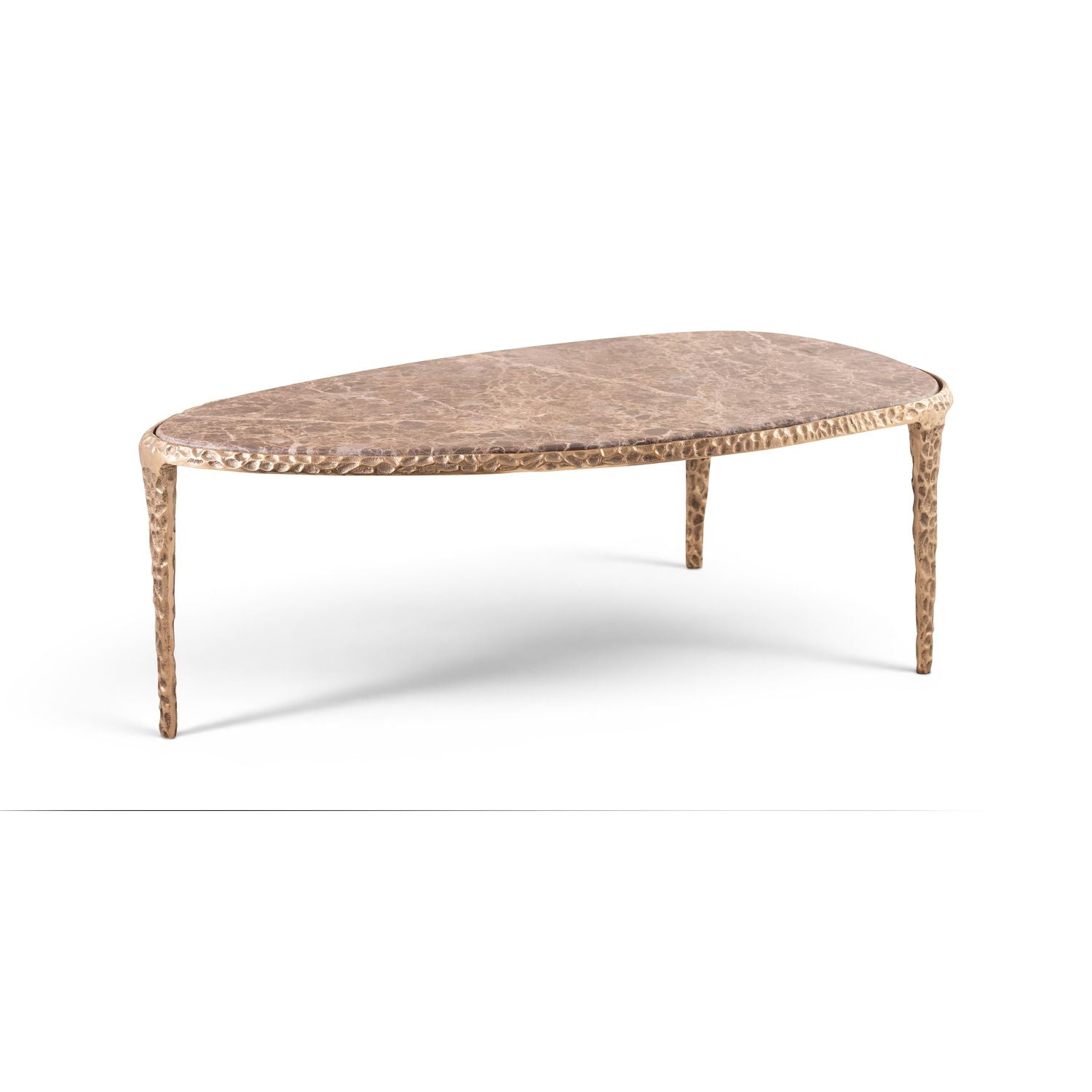 Gild Genuine Marble Top And Aluminum Base Coffee Table — Brown / Brushed Brass