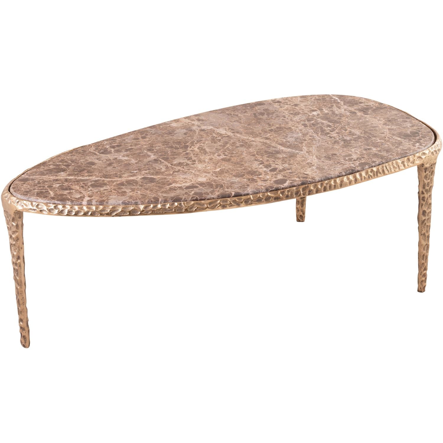Gild Genuine Marble Top And Aluminum Base Coffee Table — Brown / Brushed Brass