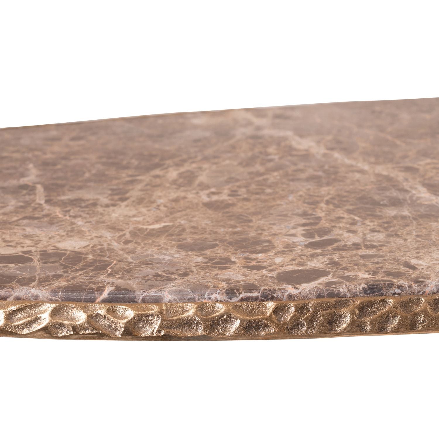 Gild Genuine Marble Top And Aluminum Base Coffee Table — Brown / Brushed Brass