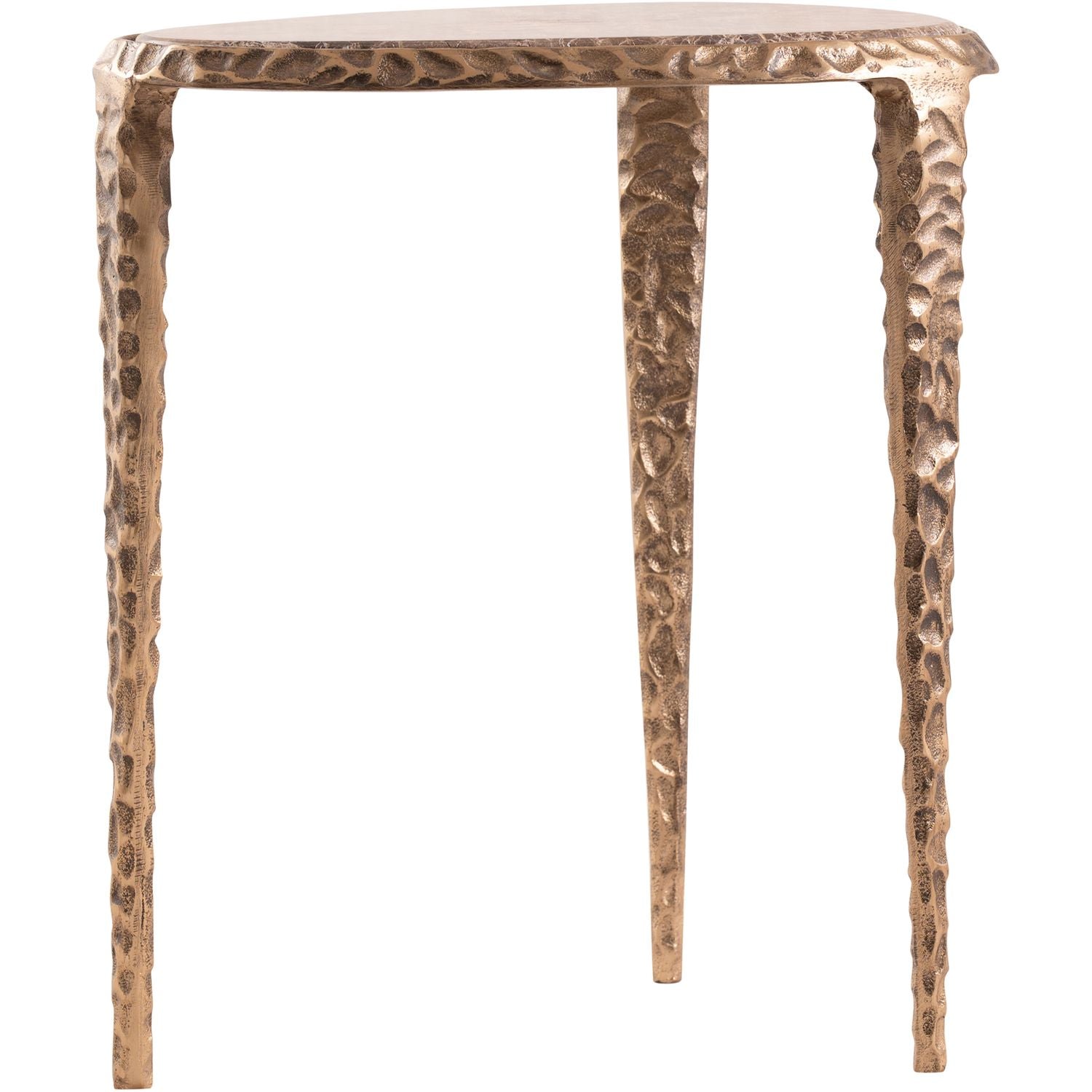 Gild Genuine Marble Top And Aluminum Base End / Side Table — Brown / Brushed Brass