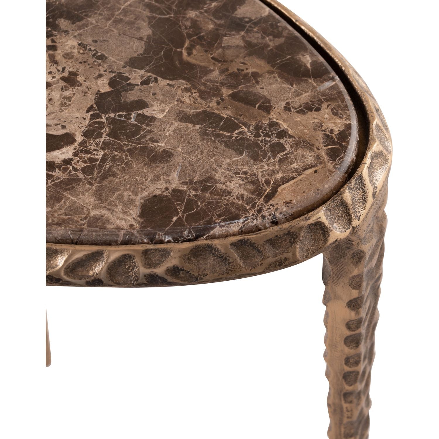 Gild Genuine Marble Top And Aluminum Base End / Side Table — Brown / Brushed Brass