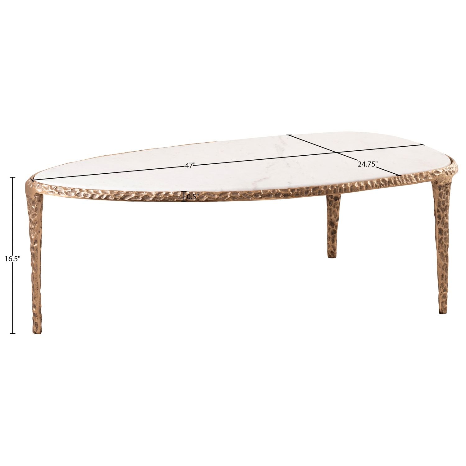 Gild Genuine Marble Top And Aluminum Base Coffee Table — White / Brushed Brass