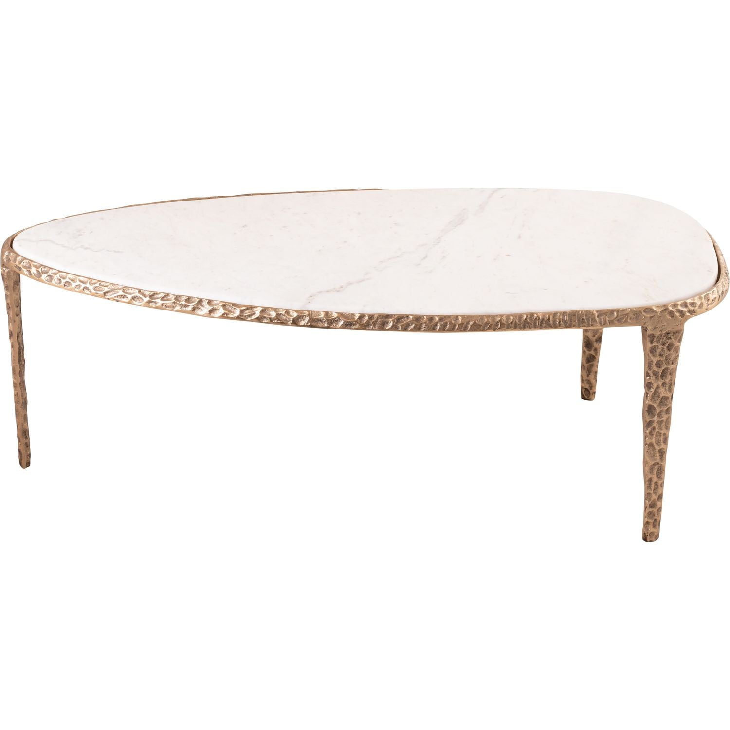 Gild Genuine Marble Top And Aluminum Base Coffee Table — White / Brushed Brass