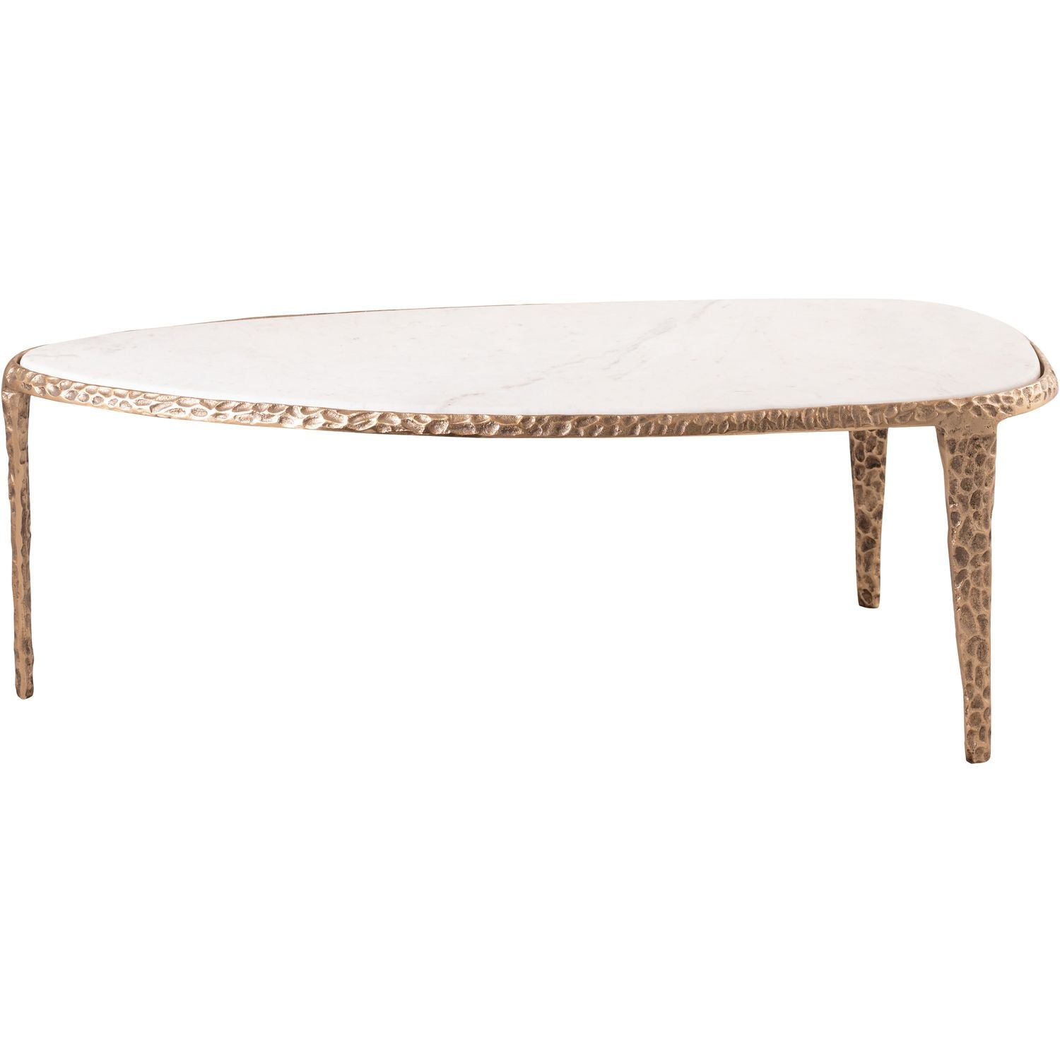Gild Genuine Marble Top And Aluminum Base Coffee Table — White / Brushed Brass