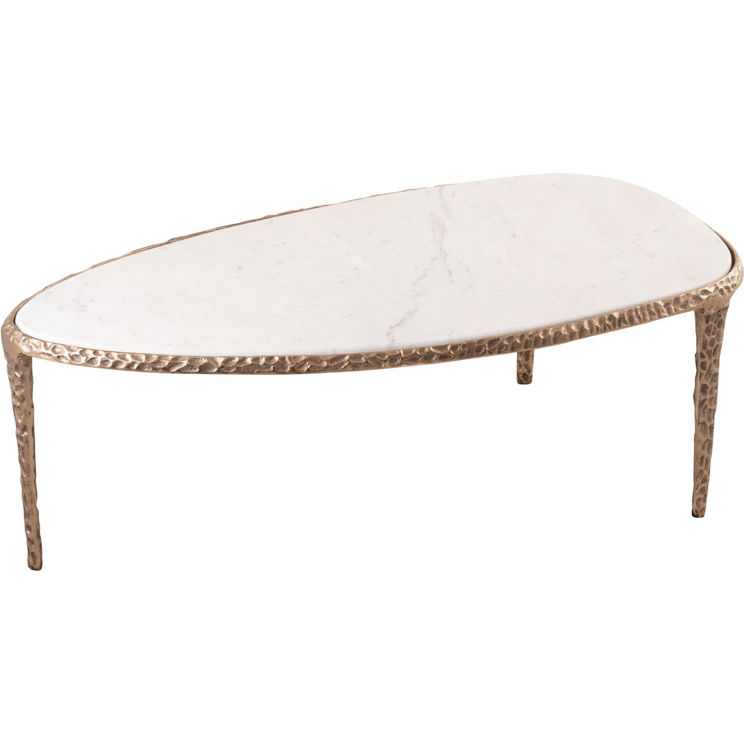 Gild Genuine Marble Top And Aluminum Base Coffee Table — White / Brushed Brass