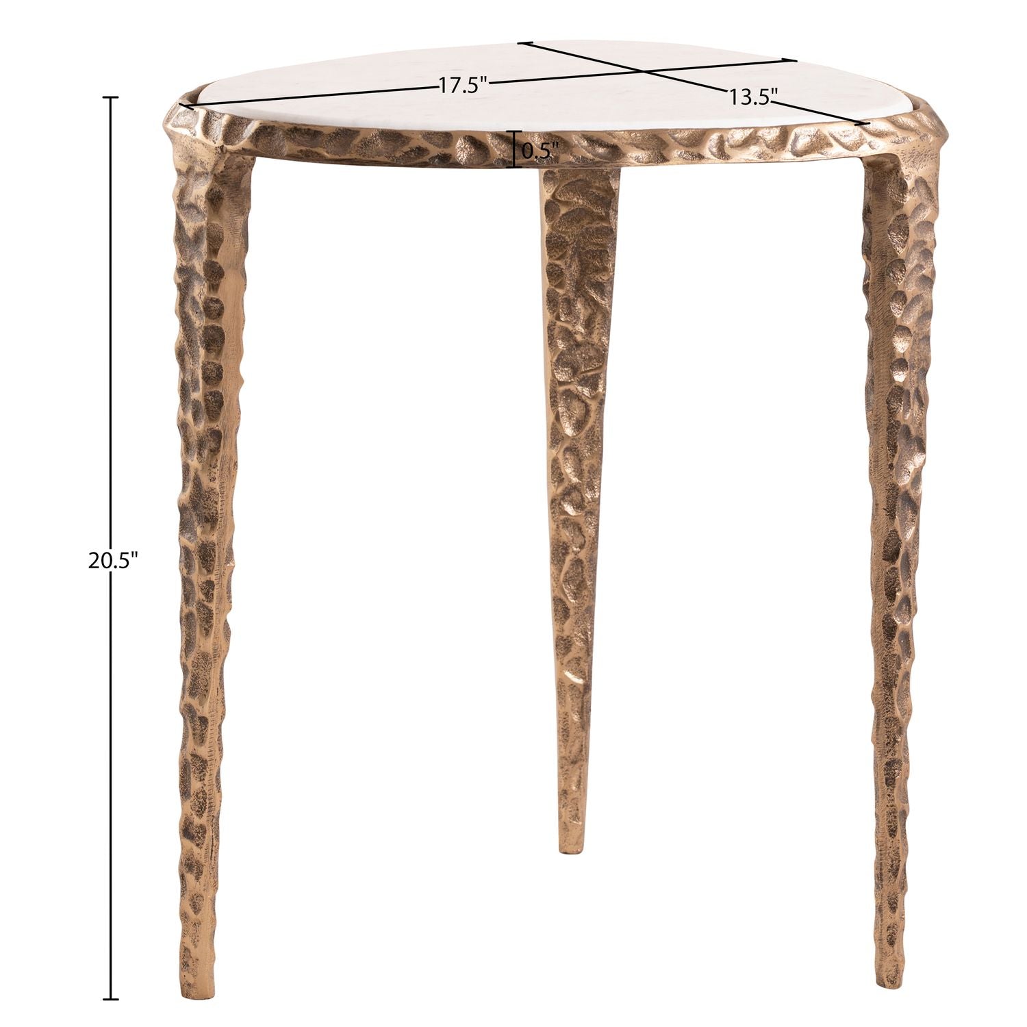 Gild Genuine Marble Top And Aluminum Base End / Side Table — White / Brushed Brass