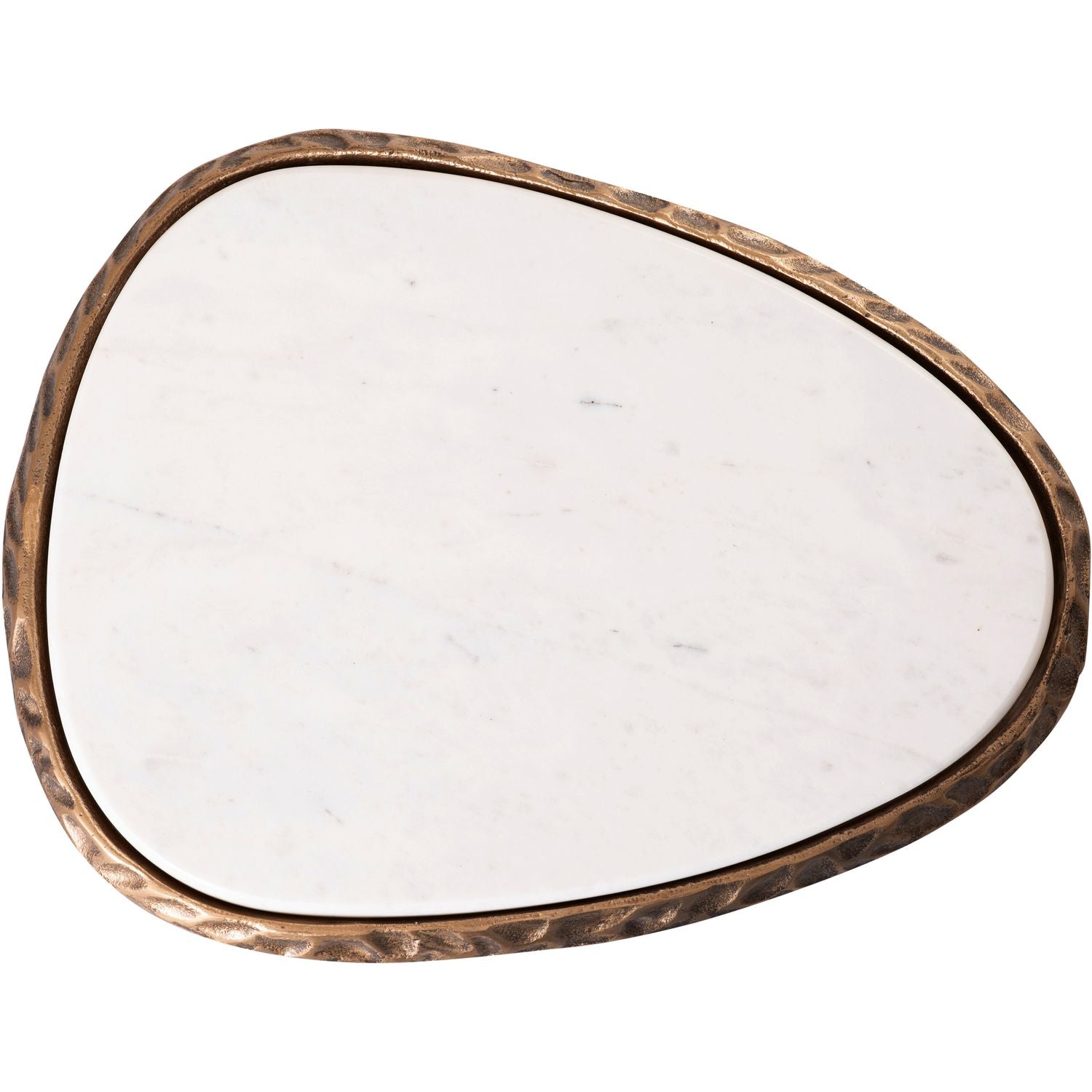 Gild Genuine Marble Top And Aluminum Base End / Side Table — White / Brushed Brass
