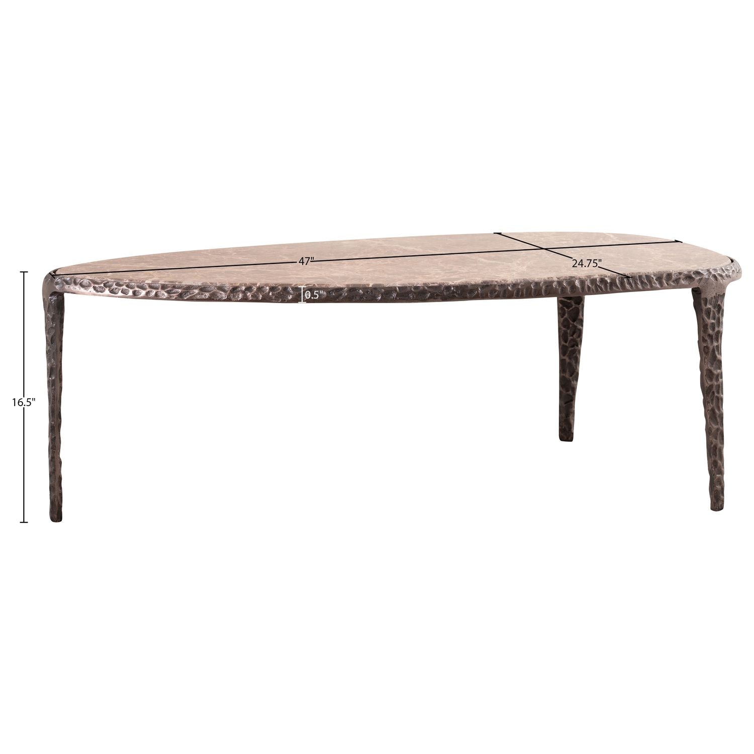Gild Genuine Marble Top And Aluminum Base Coffee Table — Brown / Bronzed Bronze
