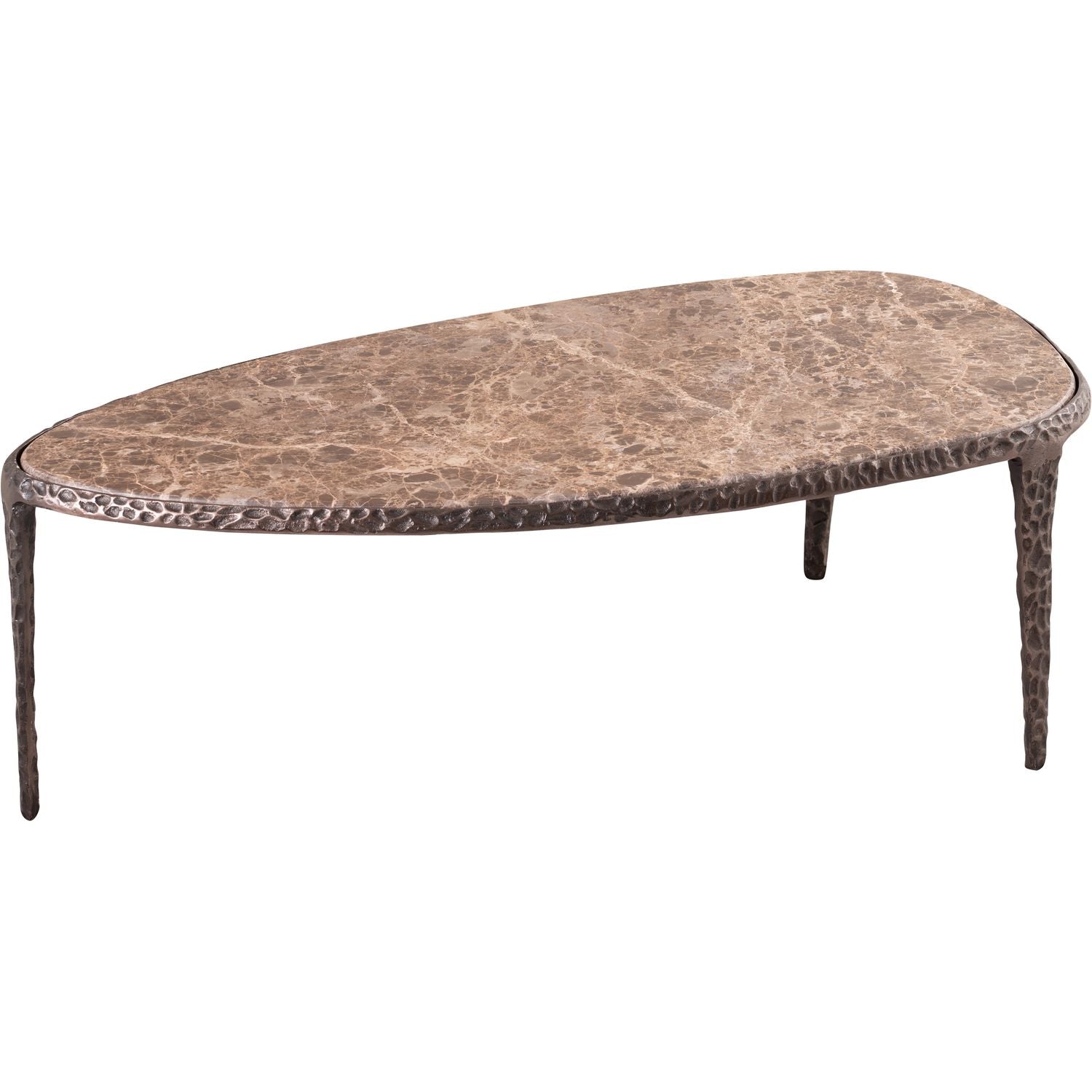 Gild Genuine Marble Top And Aluminum Base Coffee Table — Brown / Bronzed Bronze