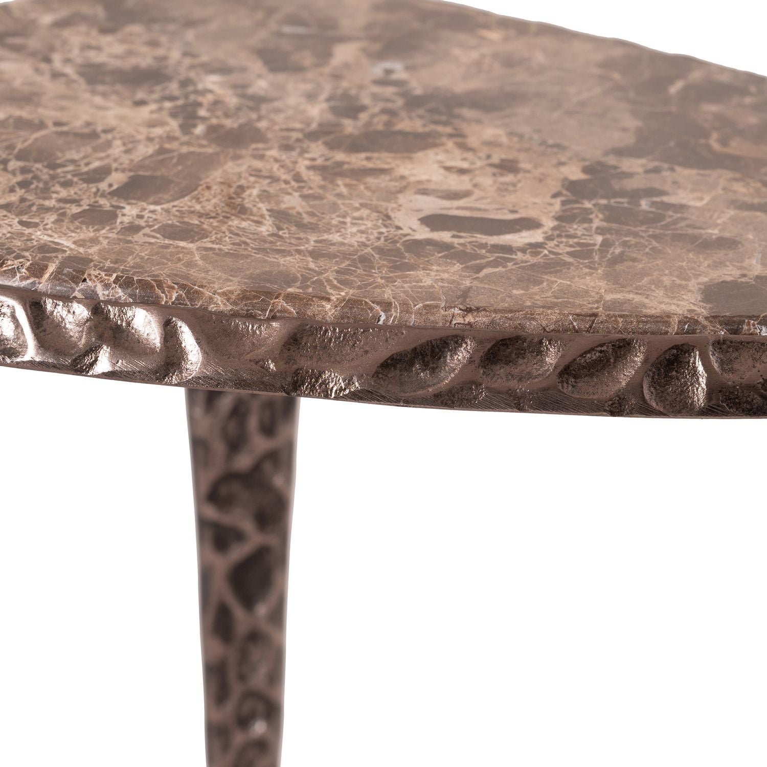 Gild Genuine Marble Top And Aluminum Base End / Side Table — Brown / Bronzed Bronze