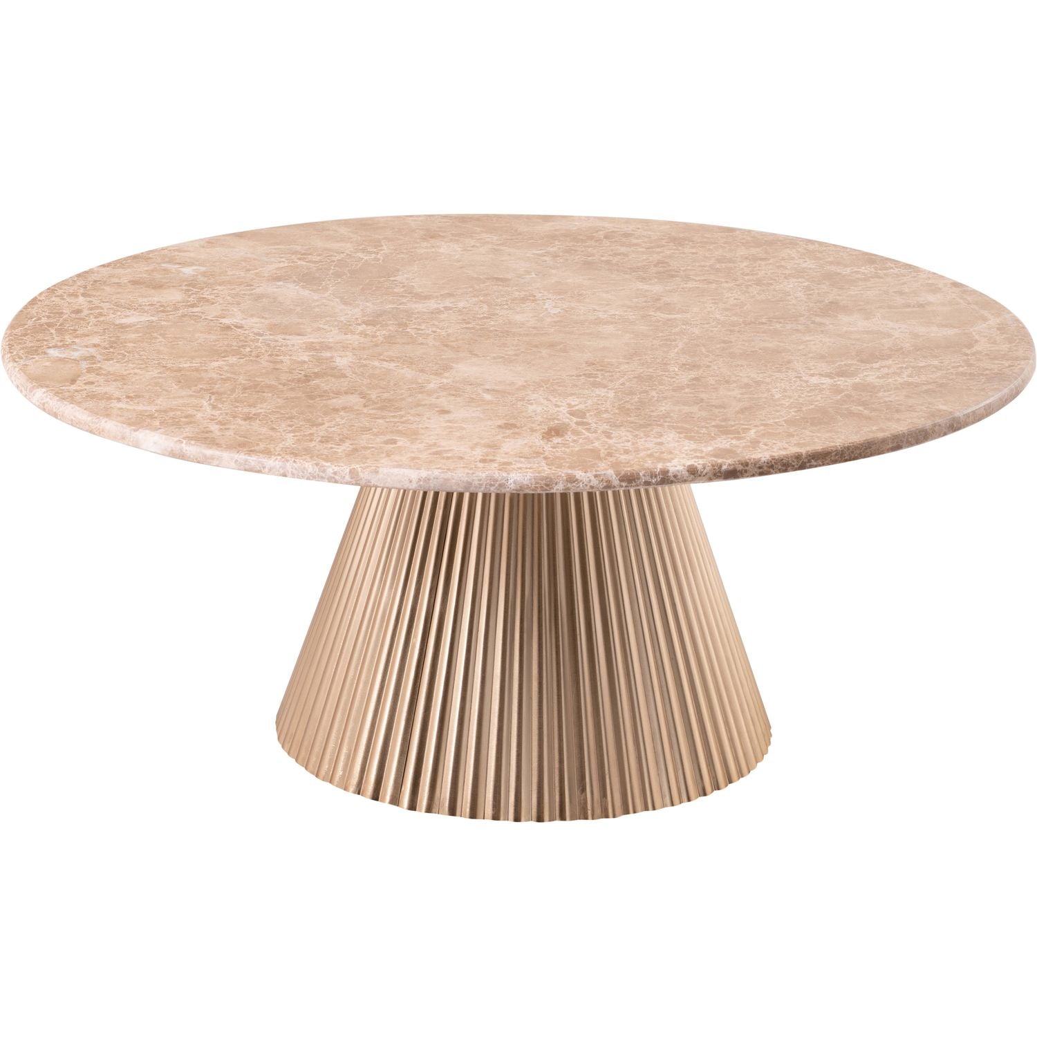 Cindra Genuine Marble Top And Iron Base Coffee Table — Beige / Brushed Brass