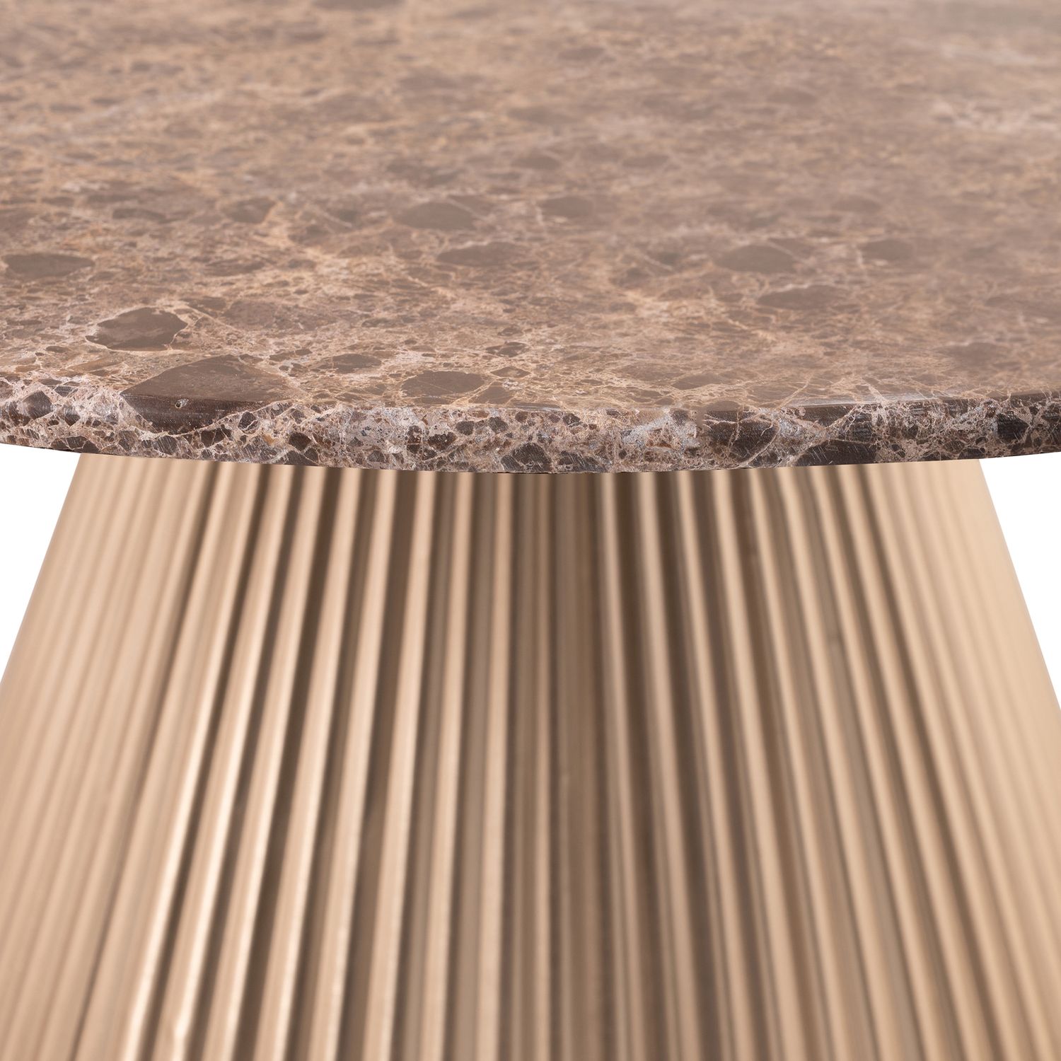 Cindra Genuine Marble Top And Iron Base Coffee Table — Brown / Brushed Brass