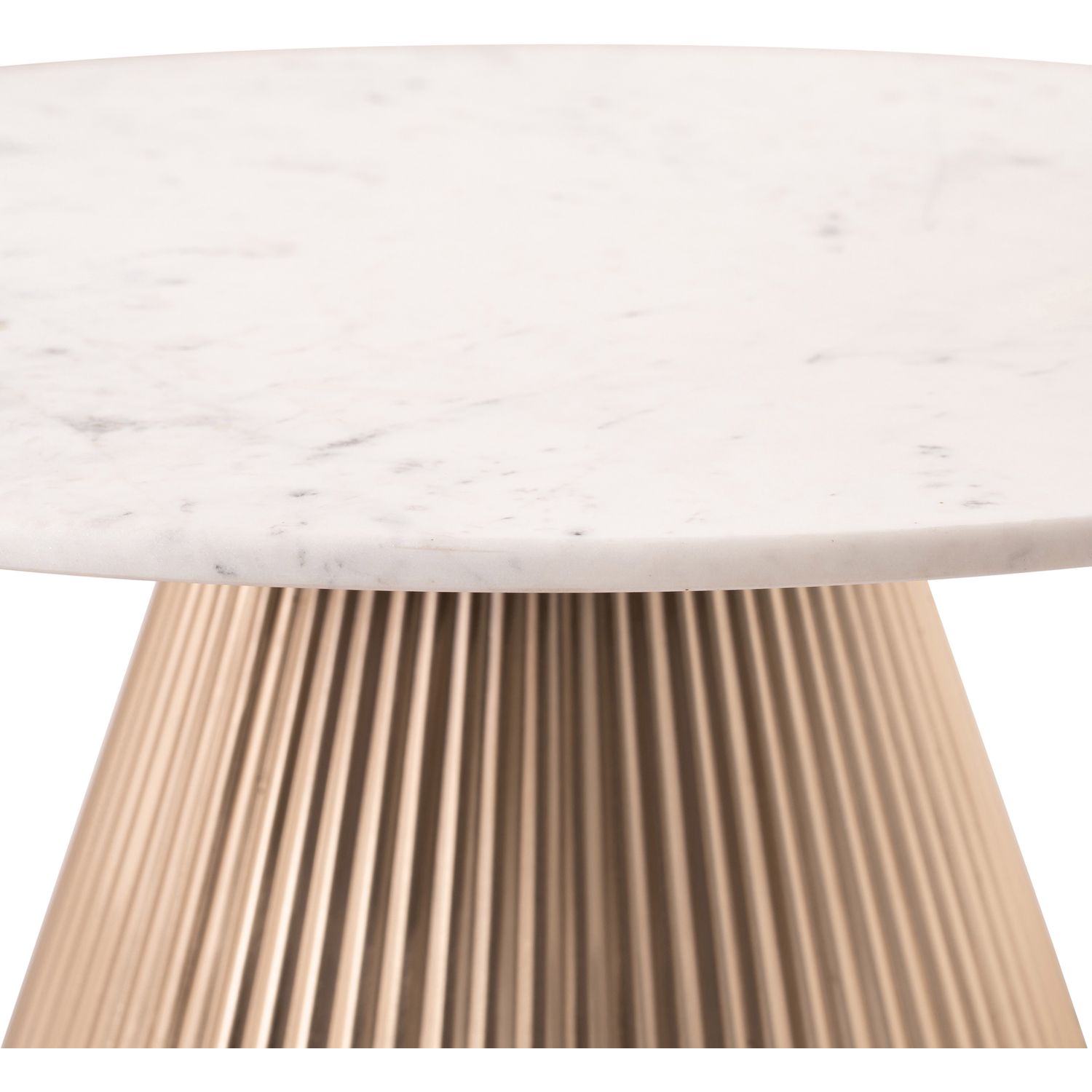 Cindra Genuine Marble Top And Iron Base Coffee Table — White / Brushed Brass