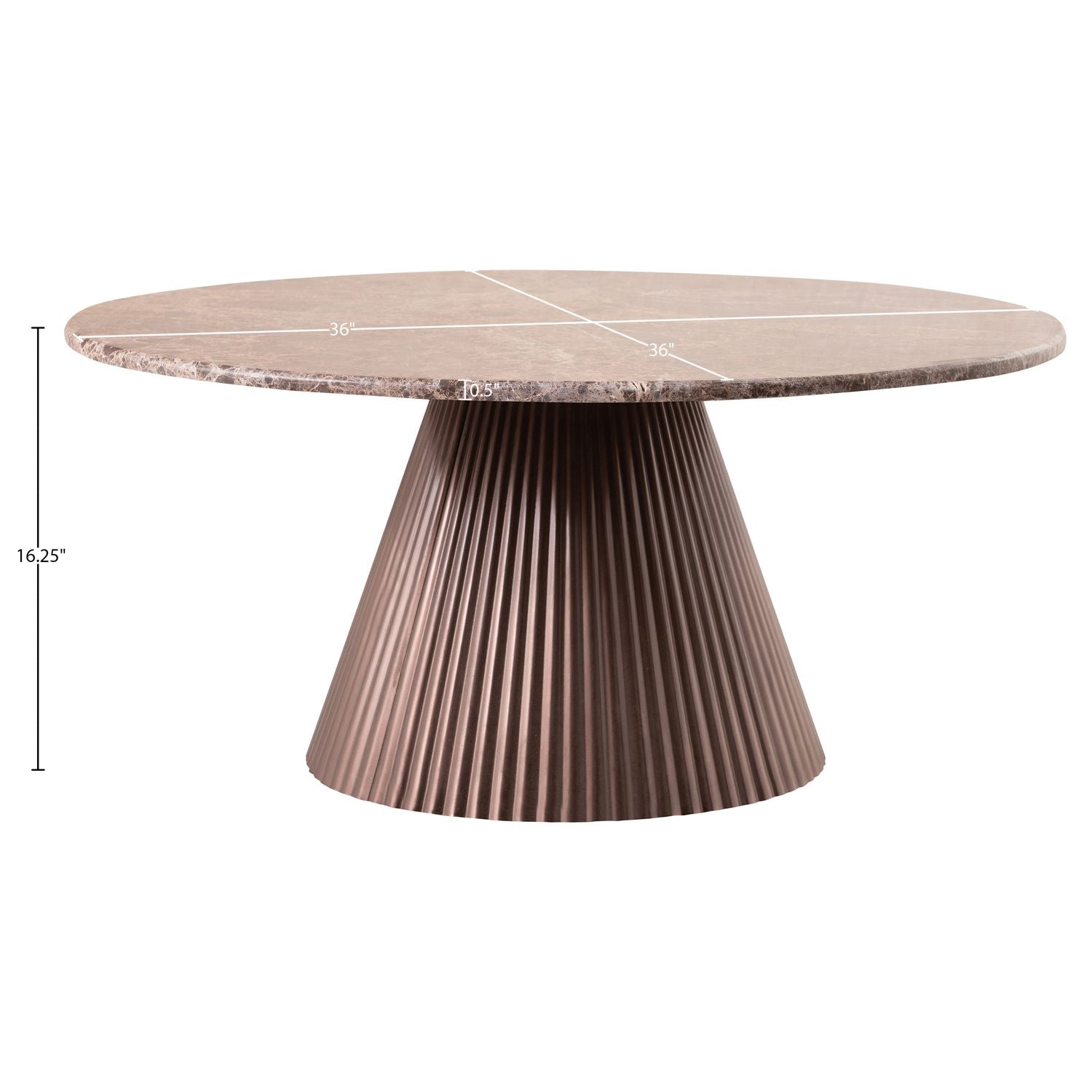 Cindra Genuine Marble Top And Iron Base Coffee Table — Brown / Bronzed Bronze