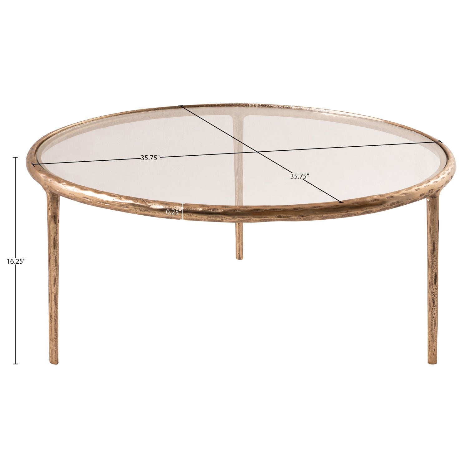 Evren Glass Top And Aluminum Base Coffee Table — Clear / Brushed Brass