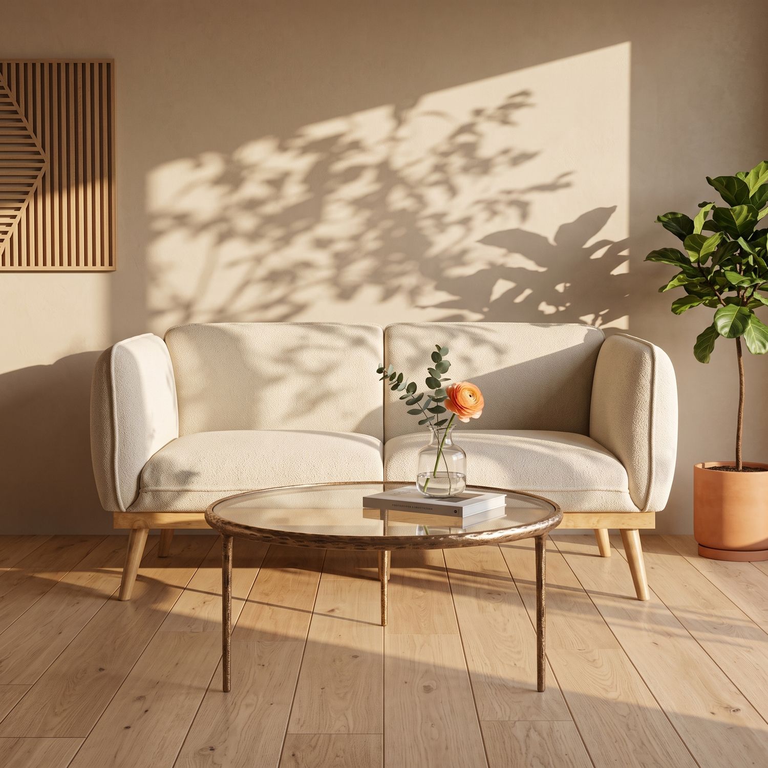 Evren Glass Top And Aluminum Base Coffee Table — Clear / Brushed Brass