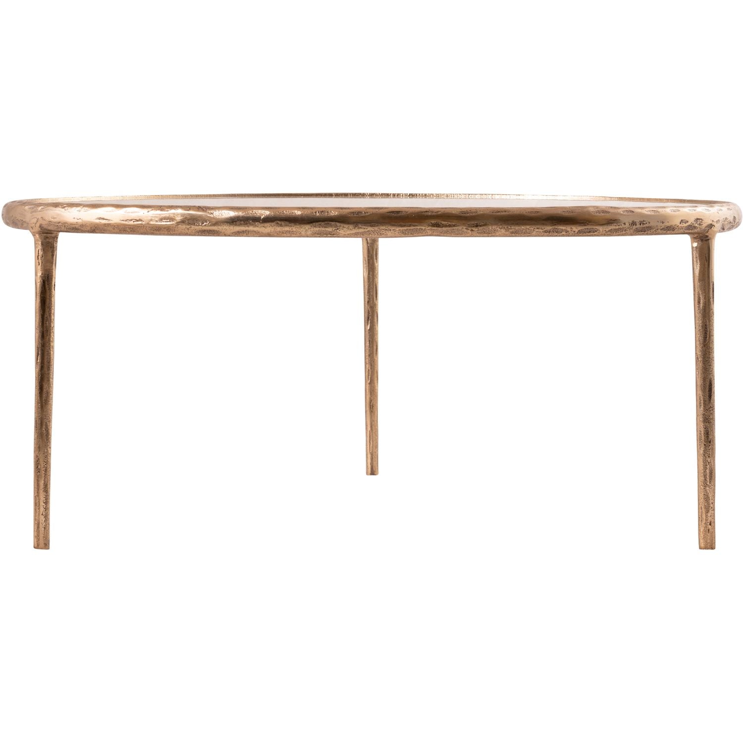 Evren Glass Top And Aluminum Base Coffee Table — Clear / Brushed Brass