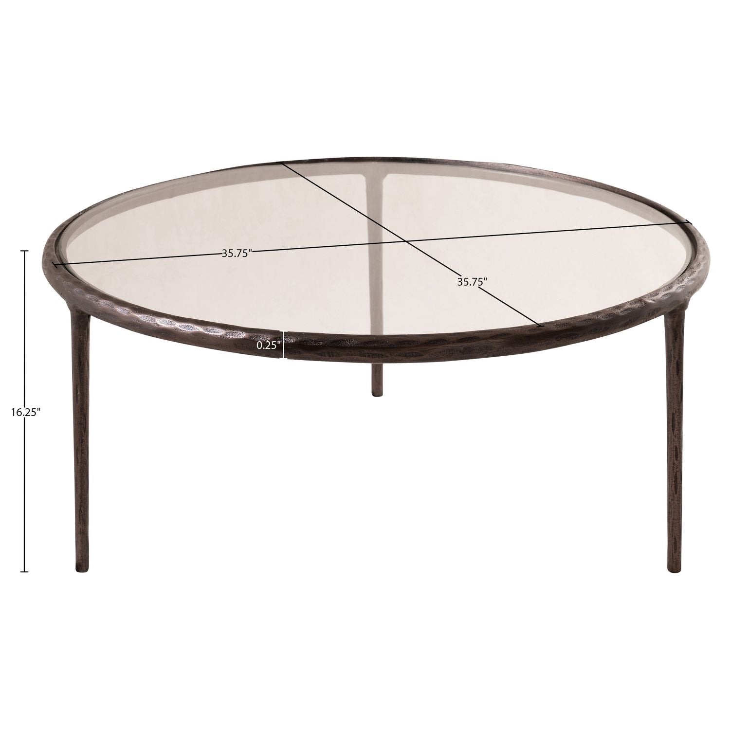 Evren Glass Top And Aluminum Base Coffee Table — Clear / Bronzed Bronze