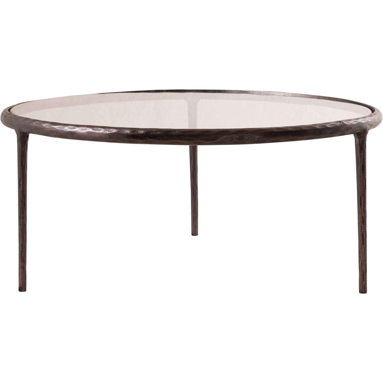 Evren Glass Top And Aluminum Base Coffee Table — Clear / Bronzed Bronze