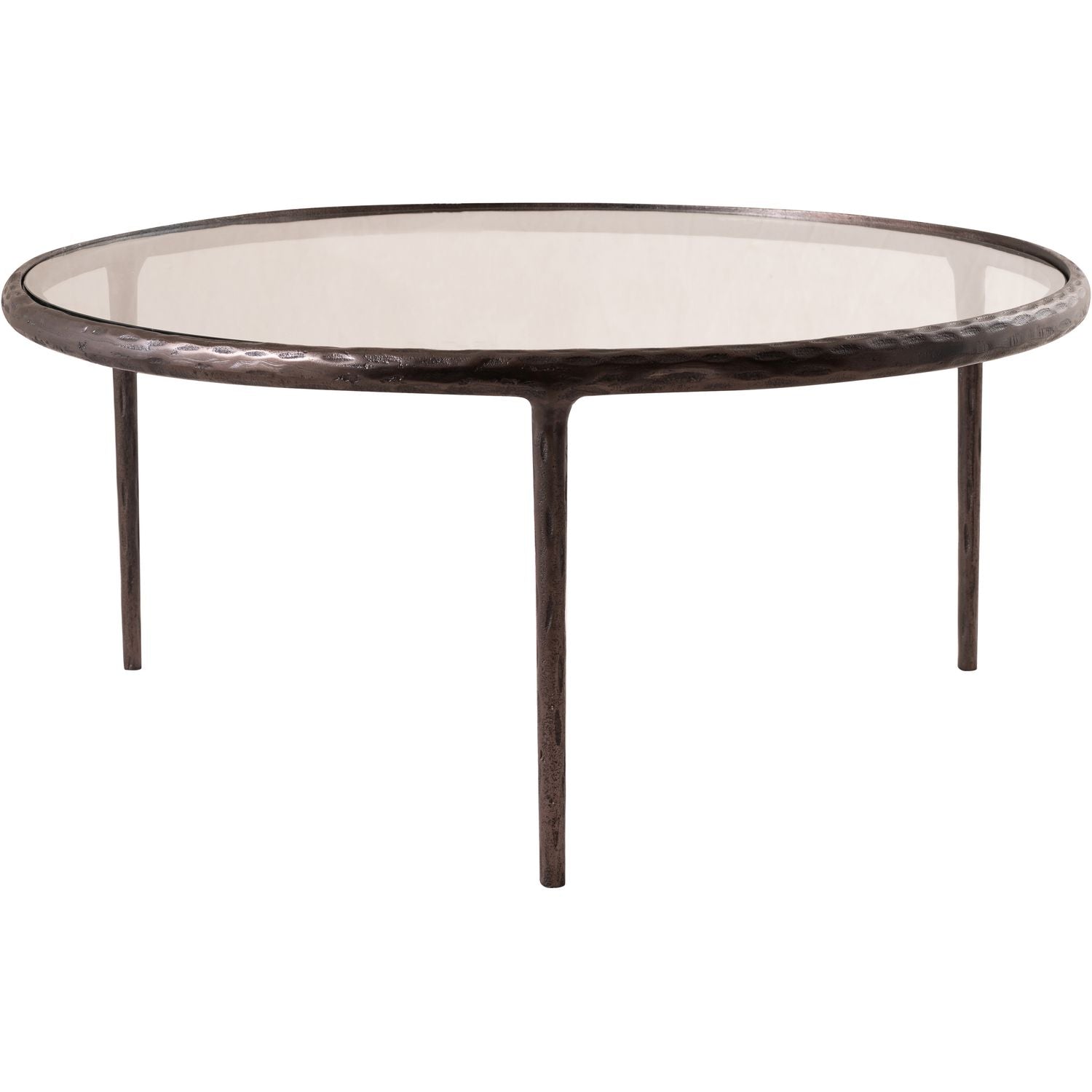 Evren Glass Top And Aluminum Base Coffee Table — Clear / Bronzed Bronze