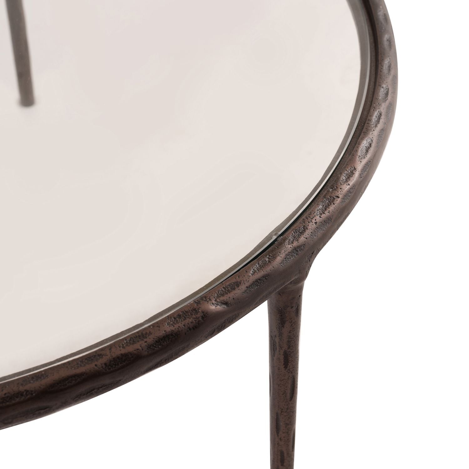 Evren Glass Top And Aluminum Base Coffee Table — Clear / Bronzed Bronze
