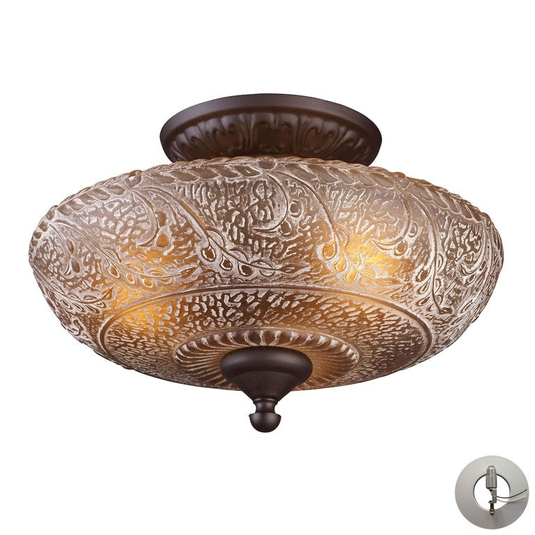 Norwich 14'' Wide 3-Light Semi Flush Mount - Oiled Bronze-Elk Home-ELK-66191-3-Flush MountsOiled Bronze (Includes Adapter Kit)-4-France and Son