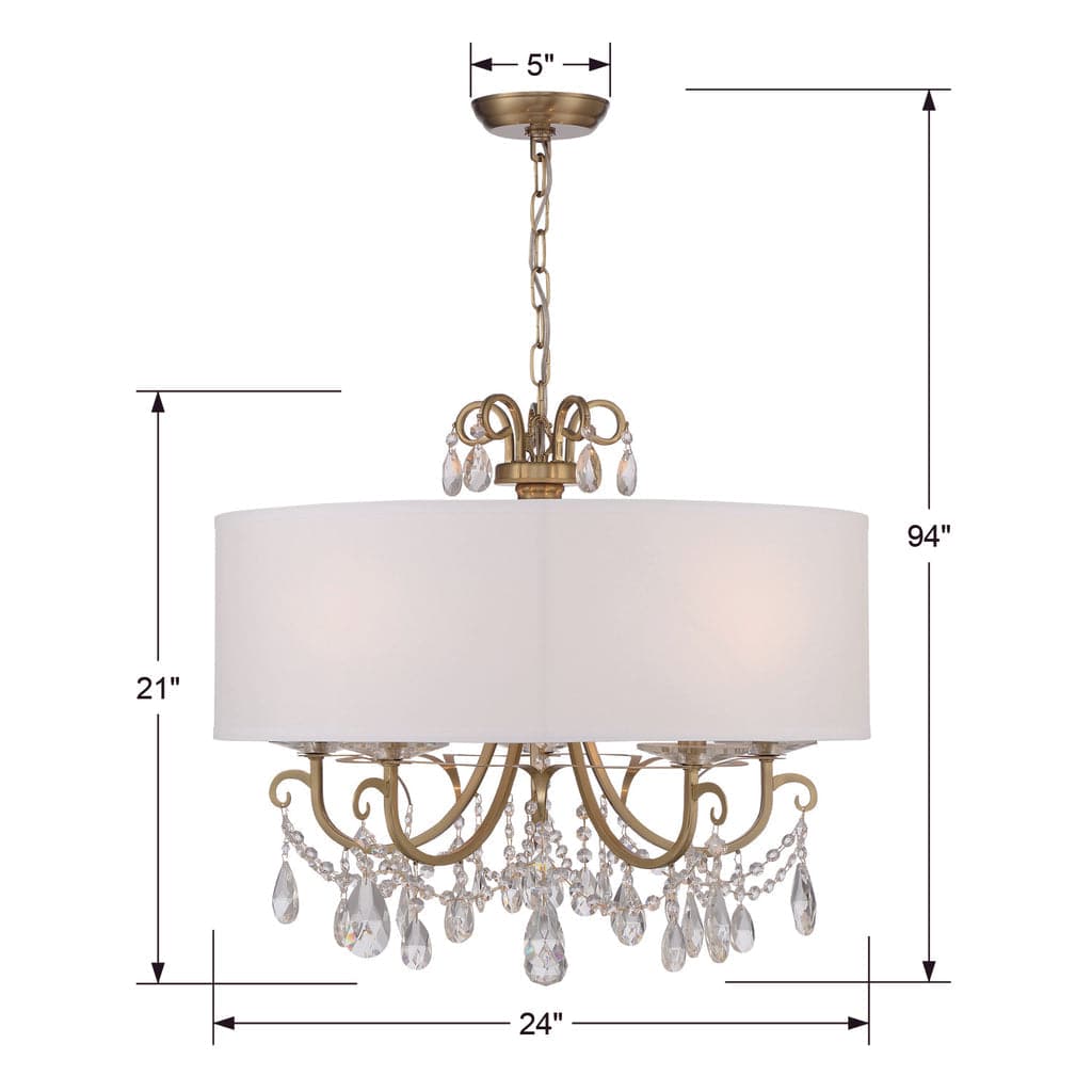 Othello 5 Light Crystal Chandelier-Crystorama Lighting Company-CRYSTO-6625-VG-CL-MWP-Chandeliers-2-France and Son