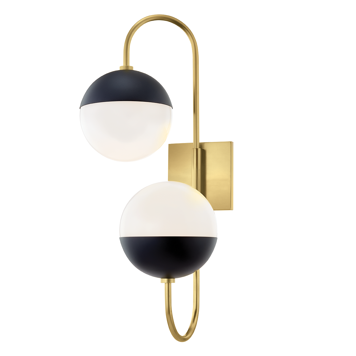 Renee 2 Light Wall Sconce-Mitzi-HVL-H344102B-AGB/BK-Outdoor Wall SconcesAged Brass/Black-1-France and Son