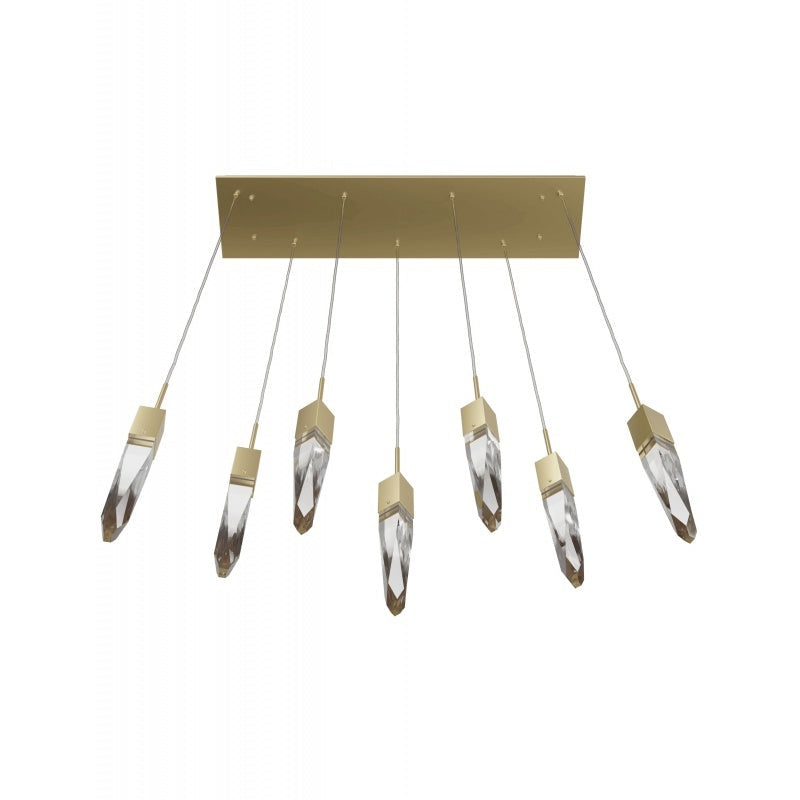 The Original Aspen Collection Chrome 7 Light Pendant Fixture With Clear Crystal Brass 7