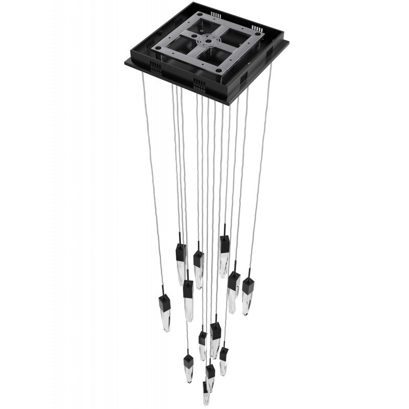 The Original Aspen Collection Dark Bronze 13 Light Pendant Fixture With Clear Crystal Bronze 13